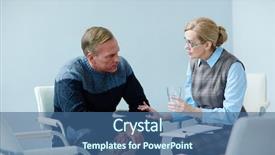  Presentation with kid water glass - Cool new presentation theme with psychology meeting - portrait of mature psychologist comforting backdrop and a ocean colored foreground