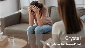  Presentation with mental health - PPT theme consisting of psychology-mental-health-and-people background and a violet colored foreground