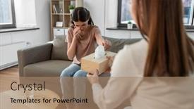  Presentation with mental-health - Presentation design featuring psychology-mental-health-and-people background and a coral colored foreground