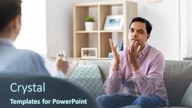  Presentation with psychotherapy - PPT theme featuring psychology-mental-therapy-and-people background and a ocean colored foreground