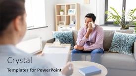  Presentation with people crying - Cool new PPT layouts with psychology-mental-therapy-and-people backdrop and a light blue colored foreground