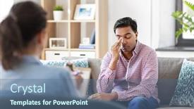  Presentation with people crying - Colorful presentation theme enhanced with psychology-mental-therapy-and-people backdrop and a ocean colored foreground