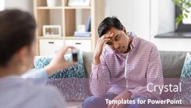  Presentation with psychotherapy - Presentation theme having psychology-mental-therapy-and-people background and a coral colored foreground