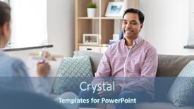  Presentation with young happy people smiling - Cool new presentation theme with psychology-mental-therapy-and-people backdrop and a ocean colored foreground