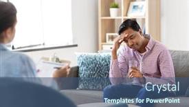  Presentation with psychotherapy - Presentation design enhanced with psychology-mental-therapy-and-people background and a ocean colored foreground