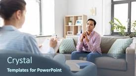  Presentation with psychotherapy - Beautiful presentation design featuring psychology-mental-therapy-and-people backdrop and a ocean colored foreground