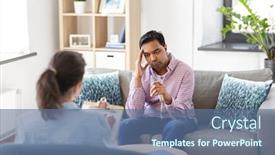  Presentation with indian woman - Presentation theme with psychology-mental-therapy-and-people background and a ocean colored foreground