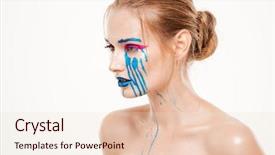  Presentation with tears - Cool new PPT theme with psychology model - beautiful woman with blue tears backdrop and a  colored foreground