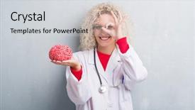  Presentation with brain eye - Cool new PPT theme with grunge grey wall holding brain backdrop and a light gray colored foreground