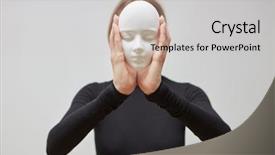 Presentation with black girl - Slide deck enhanced with mask sculpture instead of face background and a light gray colored foreground