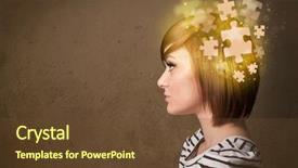  Presentation with thinking brain - Colorful slide deck enhanced with person thinking with glowing puzzle backdrop and a tawny brown colored foreground