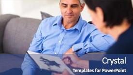  Presentation with aged - Slide deck having rorschach - depressed middle aged man background and a ocean colored foreground