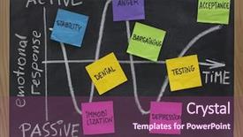  Presentation with phases - Audience pleasing presentation design consisting of test psychology - kubler-ross grief cycle concept active backdrop and a violet colored foreground