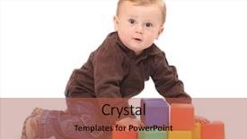  Presentation with colour blocking building blocks - Slide set featuring psychological testing - little kid playing with toy background and a  colored foreground