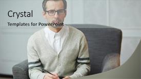  Presentation with paper making - Cool new PPT layouts with psiquiatri - serious psychiatrist in armchair making backdrop and a  colored foreground