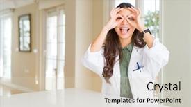  Presentation with medical - Slide deck with eyes looking through fingers crazy background and a soft green colored foreground