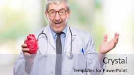 Presentation with congenital heart disease pediatric cardiology - Theme enhanced with psychology winning - handsome senior cardiologist doctor man background and a  colored foreground