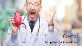  Presentation with cardiologist - Audience pleasing presentation theme consisting of psychology winning - middle age senior hoary cardiologist backdrop and a sky blue colored foreground