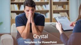  Presentation with examination - Amazing slide deck having psychotherapist - patient visiting psychiatrist doctor backdrop and a violet colored foreground