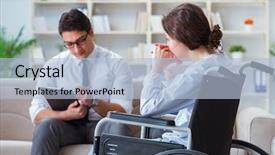  Presentation with patient and confidential - Theme with psychotherapist to deal with consequences background and a light blue colored foreground