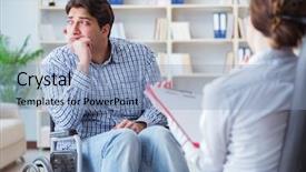  Presentation with patient clothes - Theme enhanced with psychotherapist to deal with consequences background and a light blue colored foreground