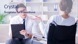  Presentation with patient clothes - Slide deck consisting of psychotherapist to deal with consequences background and a  colored foreground