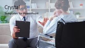  Presentation with patient simulation - Amazing presentation theme having psychotherapist to deal with consequences backdrop and a  colored foreground