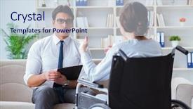  Presentation with thesis on stroke patient - Audience pleasing slides consisting of psychotherapist to deal with consequences backdrop and a sky blue colored foreground