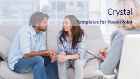  Presentation with couple therapy - Beautiful slide deck featuring psychotherapy - couple looking to each other backdrop and a sky blue colored foreground