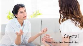  Presentation with psychotherapy - PPT layouts having psychotherapy - depressed woman talking with her background and a soft green colored foreground