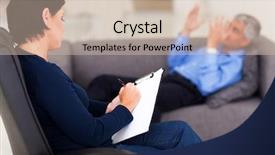  Presentation with psychotherapy - Presentation design featuring psychotherapy - middle aged female psychologist making background and a soft green colored foreground