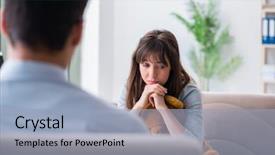 Presentation with psychiatrist - PPT theme consisting of psychotherapy - patient visiting psychiatrist doctor background and a light blue colored foreground