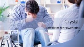  Presentation with psychotherapy - PPT layouts featuring psychotherapy - patient visiting psychotherapist to deal background and a light blue colored foreground