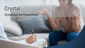  Presentation with psychotherapy - Slides having psychotherapy - therapist making notes of patient background and a lemonade colored foreground