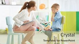  Presentation with psychotherapy - Theme with psychotherapy - young female psychologist working background and a soft green colored foreground