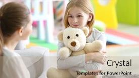  Presentation with psychotherapy - Presentation theme consisting of psychotherapy - young female psychologist working background and a coral colored foreground