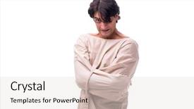  Presentation with octopus on isolated white - Cool new PPT theme with psychotic - young mad man isolated backdrop and a  colored foreground