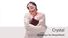  Presentation with mad children - Presentation design enhanced with psychotic - young mad man isolated background and a  colored foreground