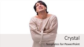  Presentation with white - Presentation design enhanced with psychotic - young mad man isolated background and a  colored foreground
