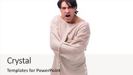  Presentation with frames isolated on white brown - Audience pleasing presentation theme consisting of psychotic - young mad man isolated backdrop and a light gray colored foreground