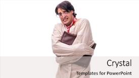  Presentation with white - Beautiful presentation theme featuring psychotic - young mad man isolated backdrop and a  colored foreground