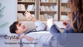  Presentation with medical concept - Cool new PPT theme with psycologist - medical concept with psychologist visit backdrop and a light blue colored foreground