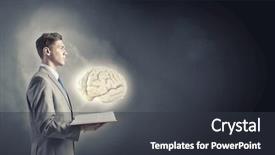  Presentation with psycology - Beautiful PPT theme featuring psycology - shocked businessman holding opened book backdrop and a dark gray colored foreground
