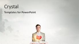  Presentation with one young man exercising handball - PPT theme consisting of psycology - young man in pile background and a light gray colored foreground