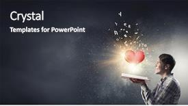  Presentation with heart book - Amazing presentation design having psycology - young man with opened book backdrop and a dark gray colored foreground
