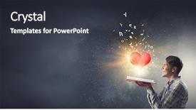  Presentation with psycology - Slide set with psycology - young man with opened book background and a tawny brown colored foreground