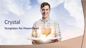  Presentation with heart book - PPT theme having psycology - young man with opened book background and a sky blue colored foreground