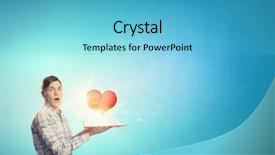  Presentation with heart book - Presentation design with psycology - young man with opened book background and a light blue colored foreground