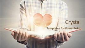  Presentation with heart book - Colorful PPT theme enhanced with psycology - young man with opened book backdrop and a lemonade colored foreground