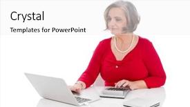  Presentation with manger - Beautiful PPT layouts featuring psycosis - attractive senior female manger sitting backdrop and a white colored foreground